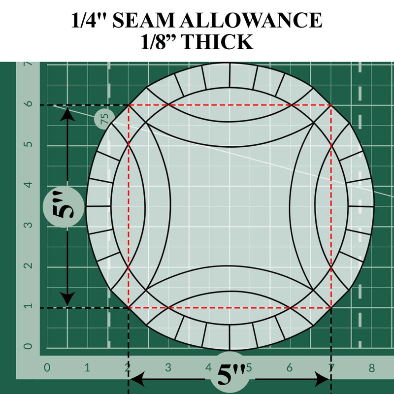 LaserThing 5" Double Wedding Ring Acrylic Quilting Template Set, 1/4" Seam Allowance - 7 Pieces - Tiny DWR - Image 3